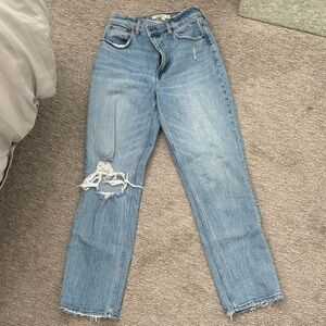 Abercrombie & Fitch Light Blue Distressed Straight Leg Jeans